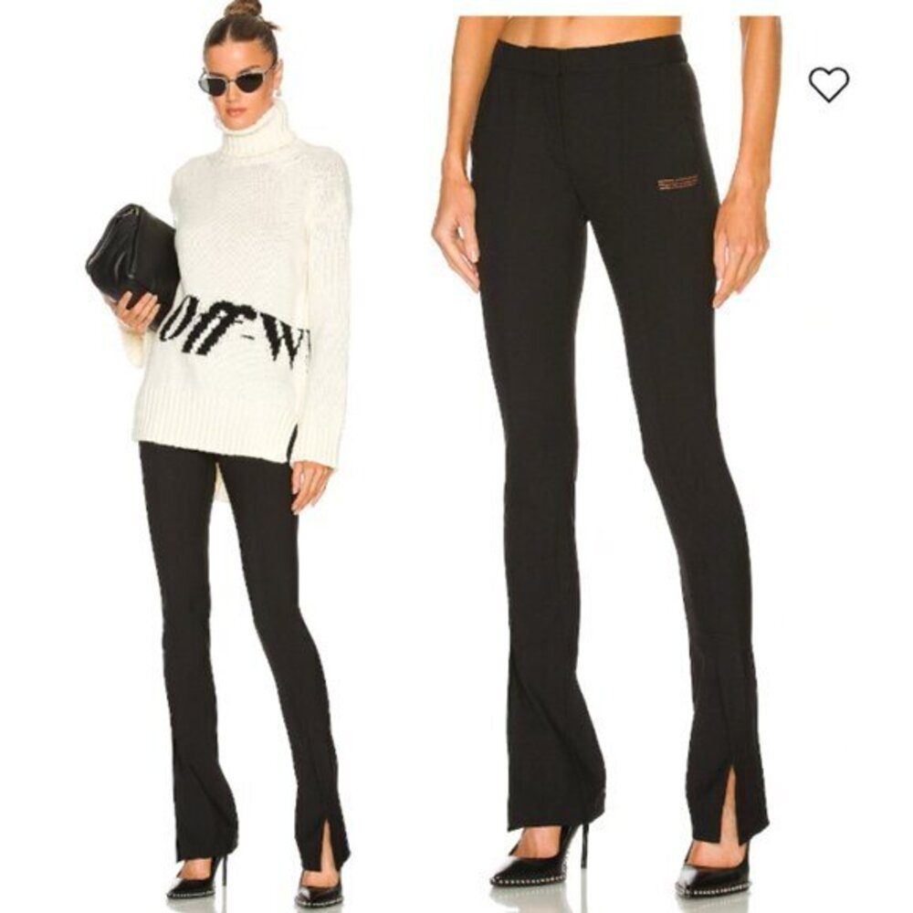 Off-White Pants Tailor Light Wool Trouser Split Hem in Black OWCA136F21FAB002